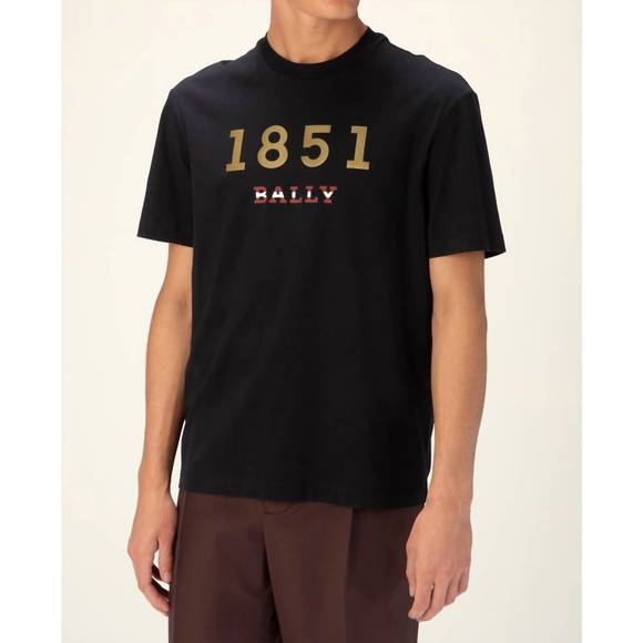 NEW BALLY men's 1851 logo t-shirt in black